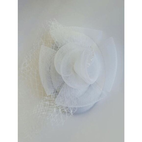 🤍 Pinup Accessory 1950s Retro Vintage Fascinator Bridal White Pillbox Veil Hat - Picture 5 of 15